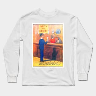 Funny Postcard,  British seaside resort postcard humor. c 1950's Long Sleeve T-Shirt